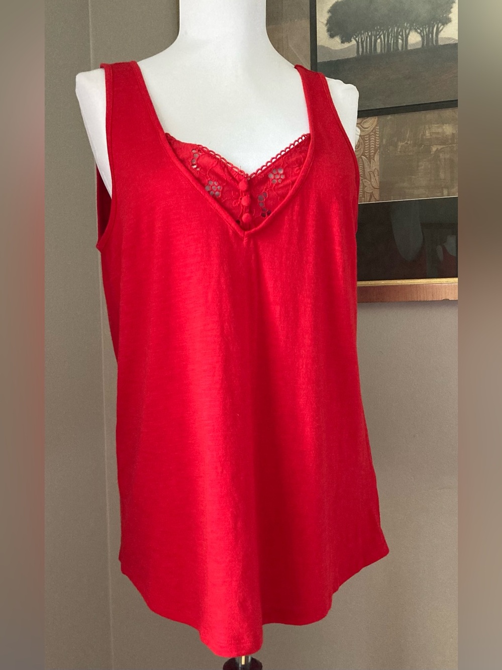 NWT Maurices Red Cotton Lace-Trim V-Neck Super Soft Camisole
Layering Holiday